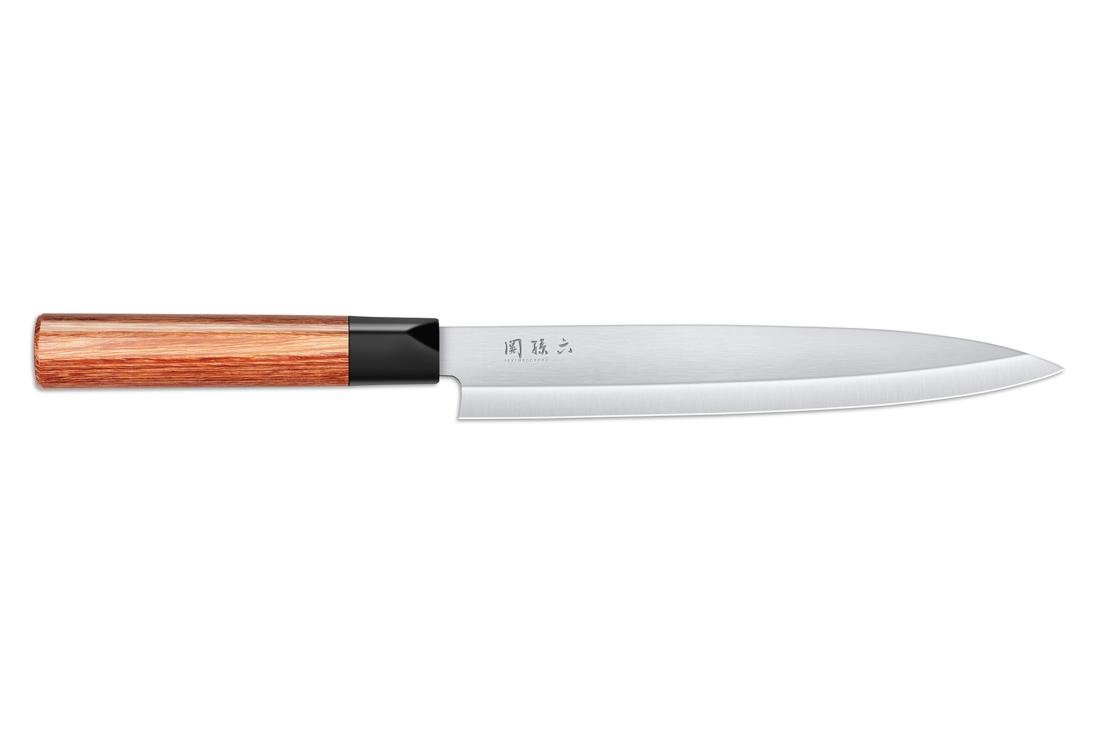 Couteau japonais Kai Seki Magoroku pakka-wood (Redwood) - yanagiba 21 cm
