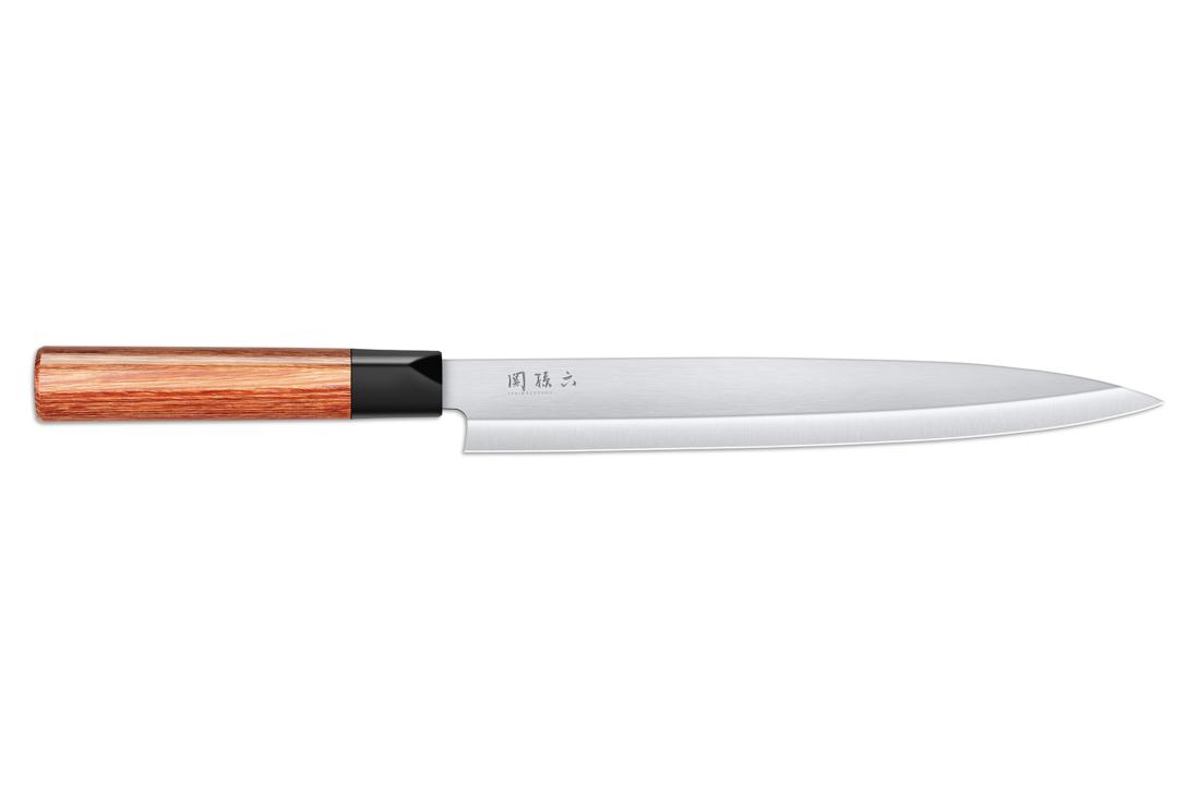 Couteau japonais Kai Seki Magoroku pakkawood (Redwood) - yanagiba 24 cm